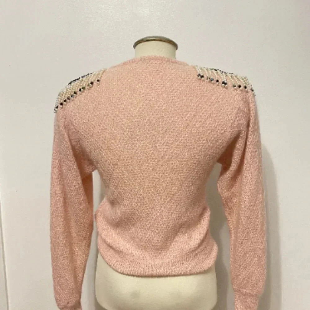 VINTAGE - Rare Giusi Slaviero Parma Italy Shoulder Tassel V-neck Sweater - Picture 5 of 10